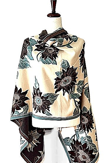 Brown Sunflowers Reversible Wrap - Artisan Wrap