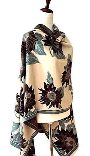 Brown Sunflowers Reversible Wrap - Artisan Wrap