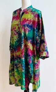 Boho Tie Dye Silk Kurta Tunic or Mini Dress