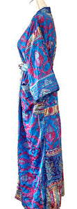 Luxury Velvet Boho Coat; Fully Reversible  (Navy Floral)