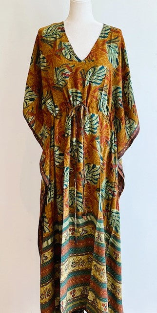 Beautiful Classic Handmade Caftan. Lounging, Beach or Pool Perfect. (Bronze and Green)