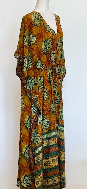 Beautiful Classic Handmade Caftan. Lounging, Beach or Pool Perfect. (Bronze and Green)