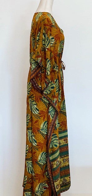 Beautiful Classic Handmade Caftan. Lounging, Beach or Pool Perfect. (Bronze and Green)