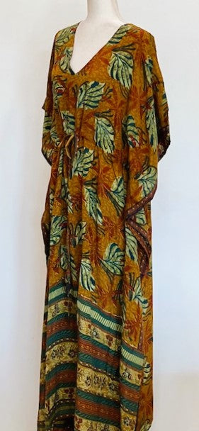 Beautiful Classic Handmade Caftan. Lounging, Beach or Pool Perfect. (Bronze and Green)