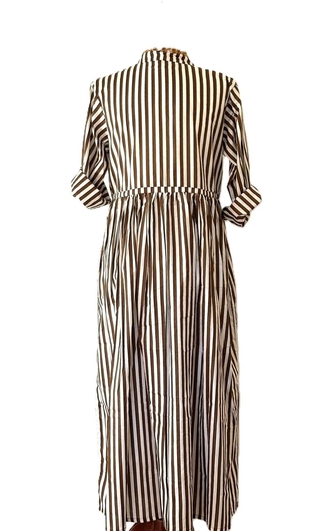 Dresses: Stylish Handblocked Striped Cotton Is Smart And Versatile (Brown)