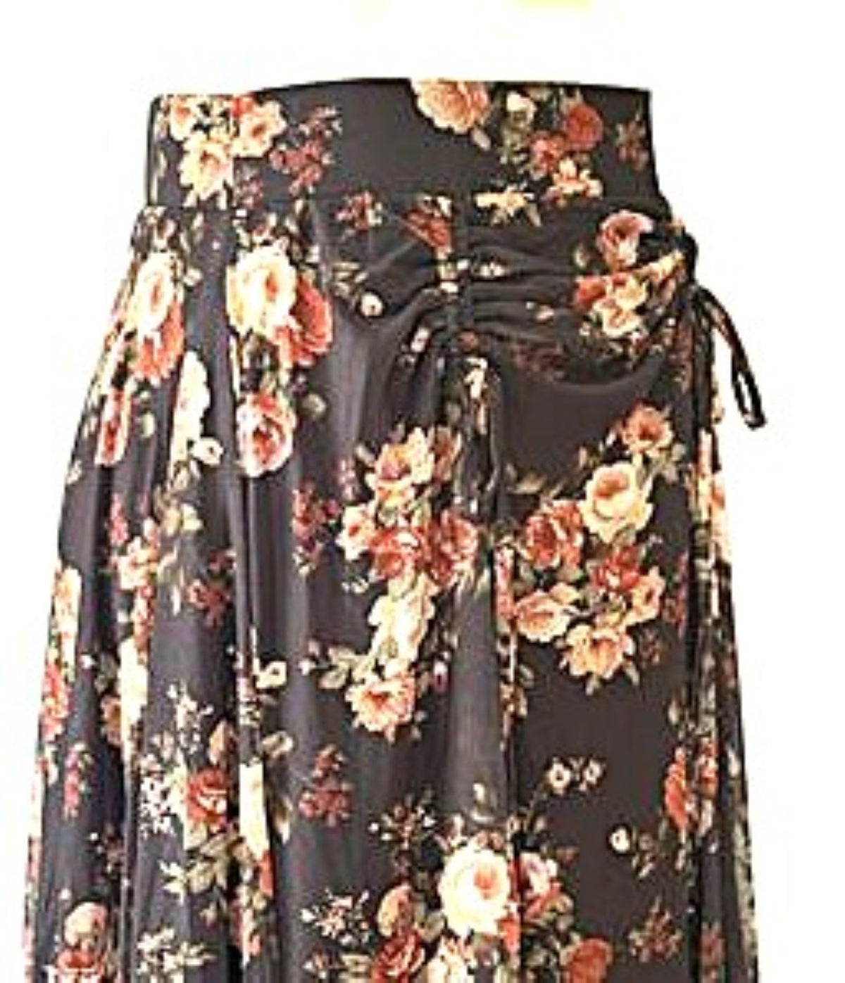 Skirt, Floral-Print Mesh Ruched Drawstring Handkerchief Maxi