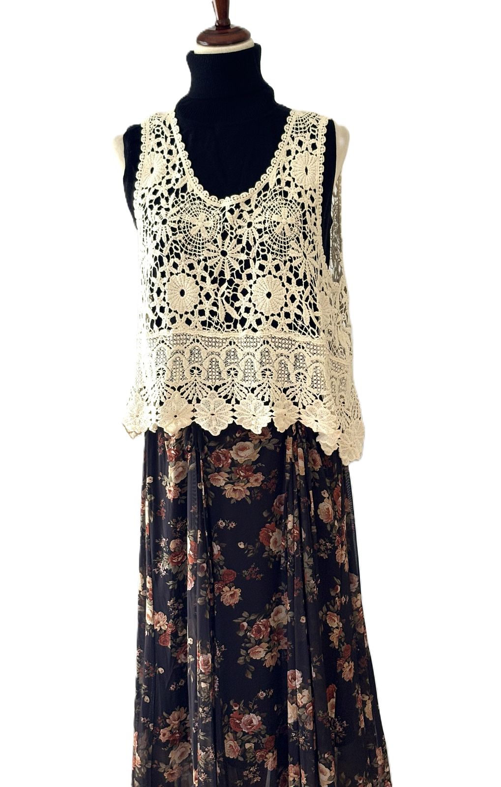 Skirt, Floral-Print Mesh Ruched Drawstring Handkerchief Maxi