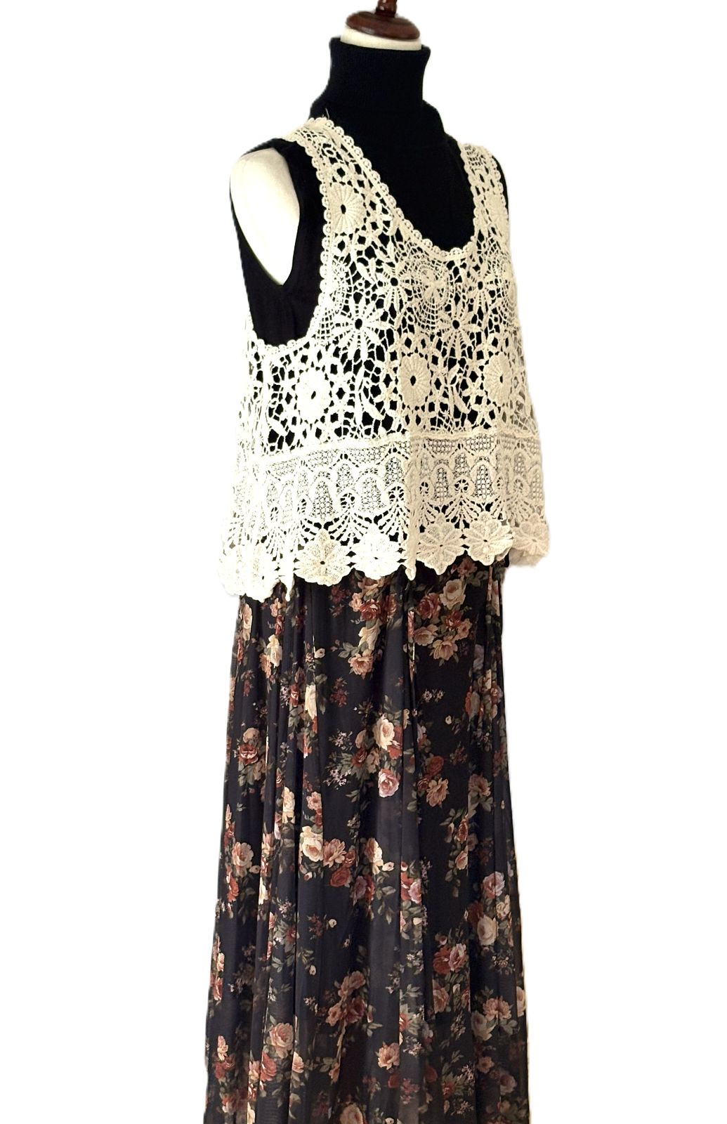 Skirt, Floral-Print Mesh Ruched Drawstring Handkerchief Maxi