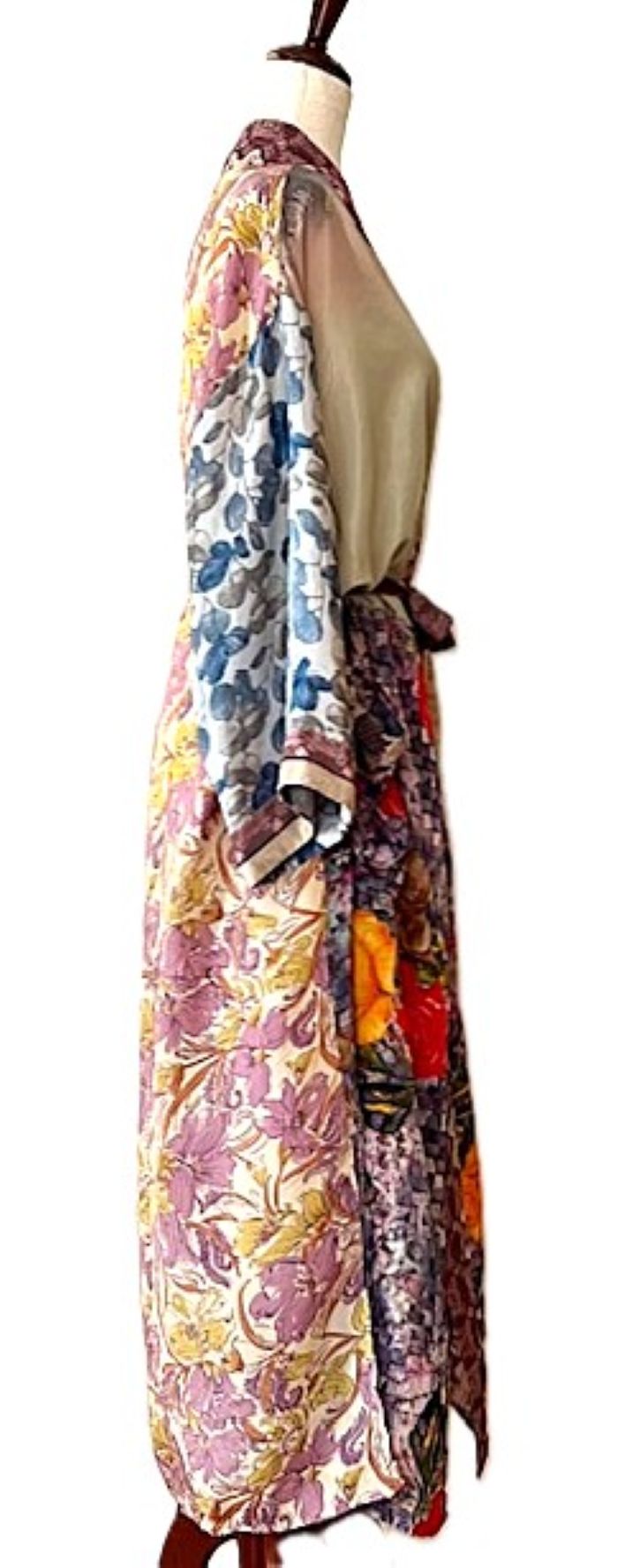 Luxurious Rich Silk Long Kimono Duster. Glamorous (Copper)