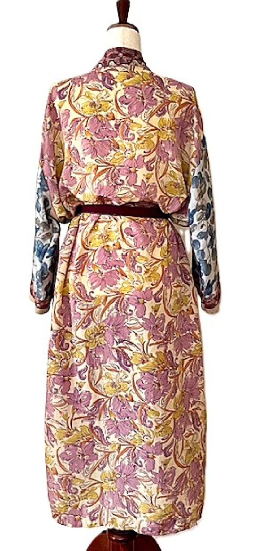 Luxurious Rich Silk Long Kimono Duster. Glamorous (Copper)
