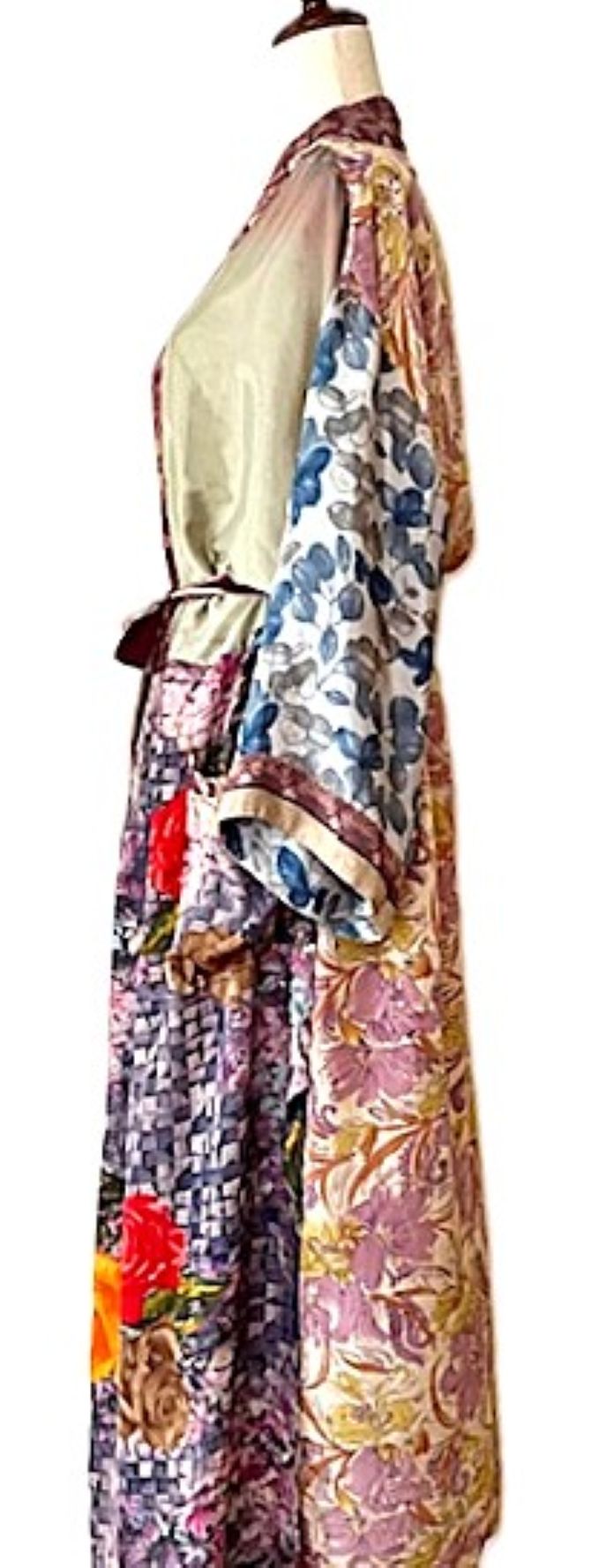 Luxurious Rich Silk Long Kimono Duster. Glamorous (Copper)