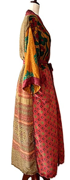 Luxurious Rich Silk Long Kimono Duster. Glamorous (Emerald)