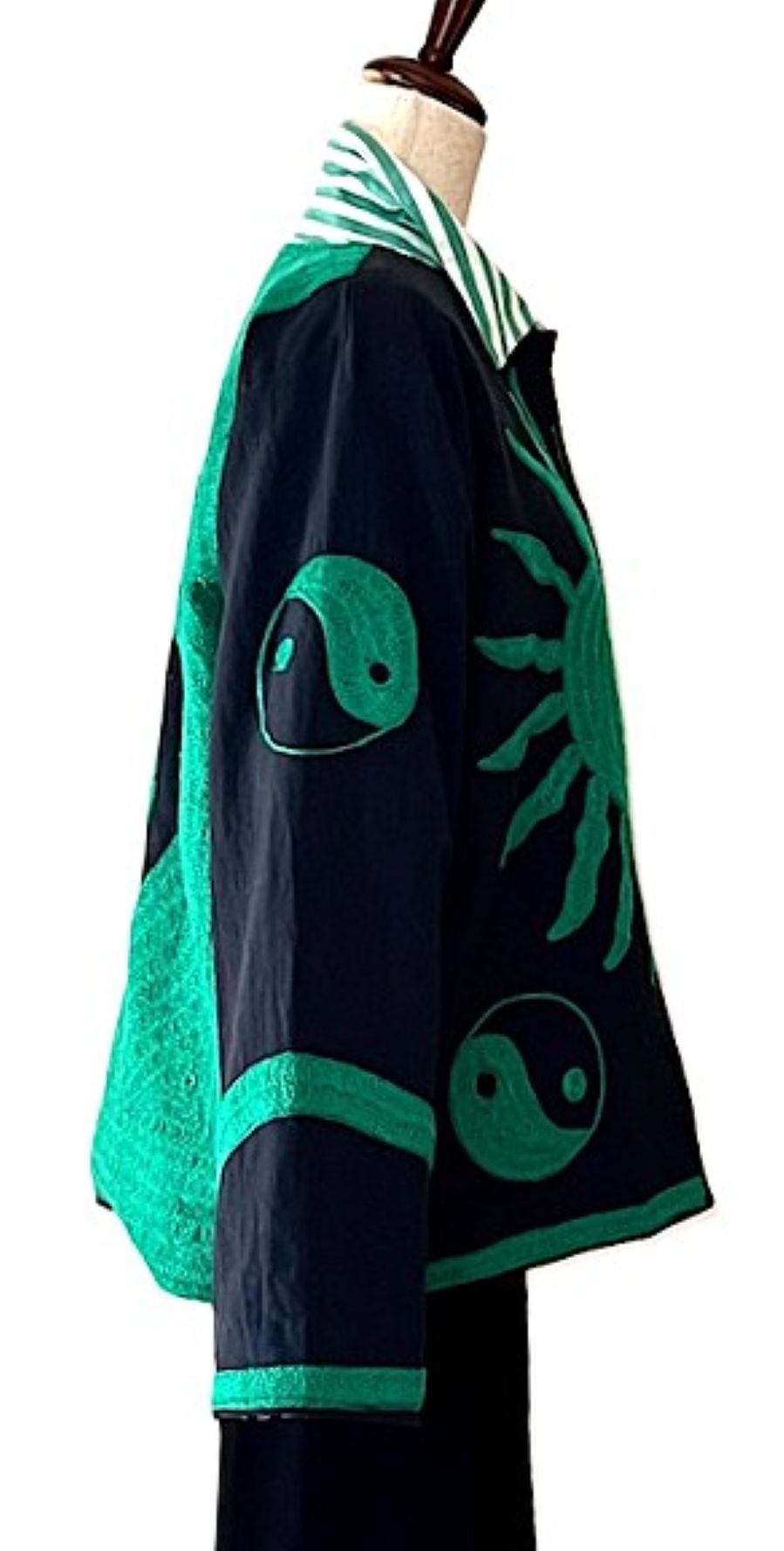 Specialty Collection: Fashion Forward Contemporary Suzani Short Jacket  (Emerald Black)