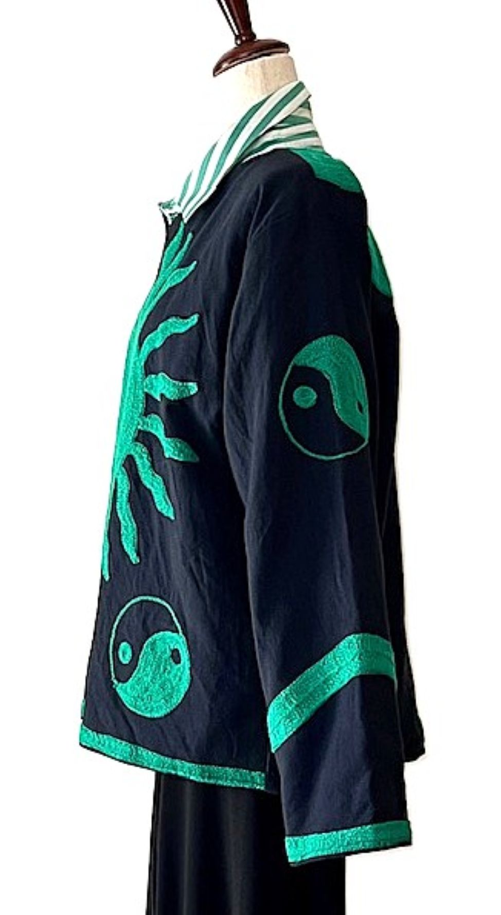 Specialty Collection: Fashion Forward Contemporary Suzani Short Jacket  (Emerald Black)