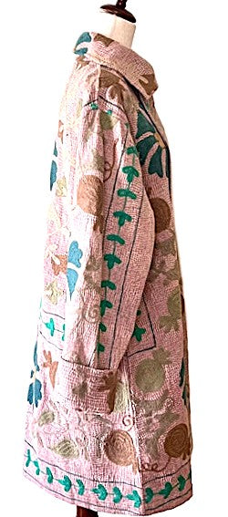 Jacket - Wearable Art, Reversible Handmade Duster Coat, A Patchwork Masterpiece. (Pink)