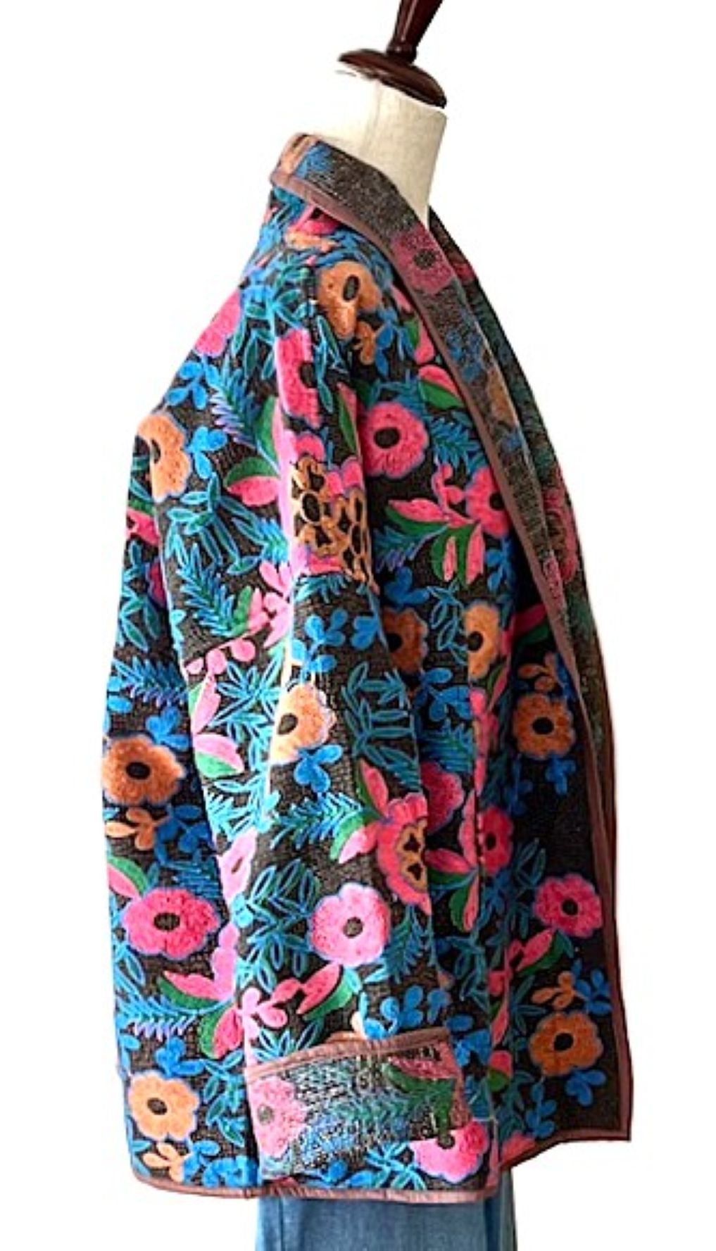 Wearable Art, Contemporary Styled, Fully Hand Embroidered Floral Jacket. Exceptional.