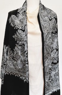 Embroidered Wool Shawl. Collector's shawl.