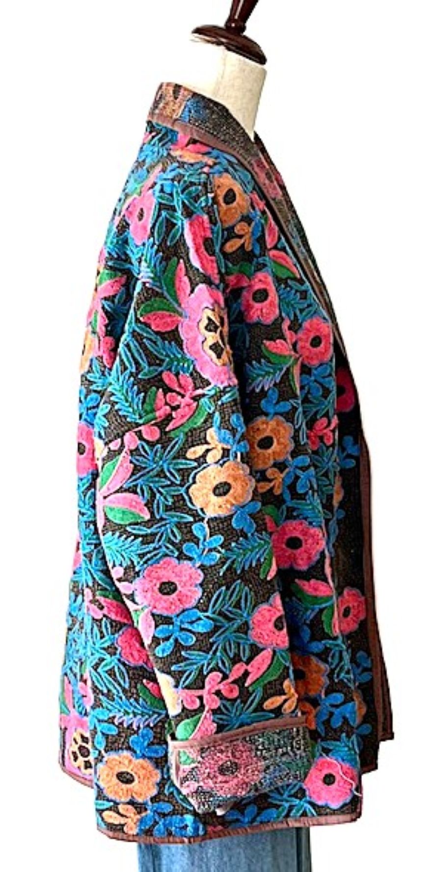 Wearable Art, Contemporary Styled, Fully Hand Embroidered Floral Jacket. Exceptional.