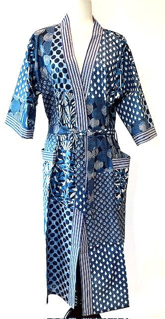 Best Seller: Rich Mixed Print Kimono Dusters (Navy Abstract)