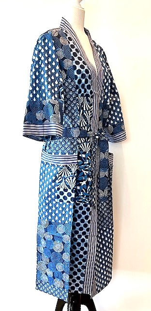 Best Seller: Rich Mixed Print Kimono Dusters (Navy Abstract)