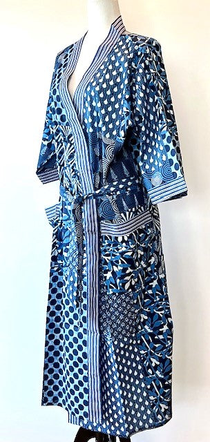 Best Seller: Rich Mixed Print Kimono Dusters (Navy Abstract)