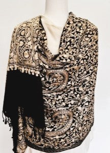 Embroidered Wool Shawl. Collector's shawl.