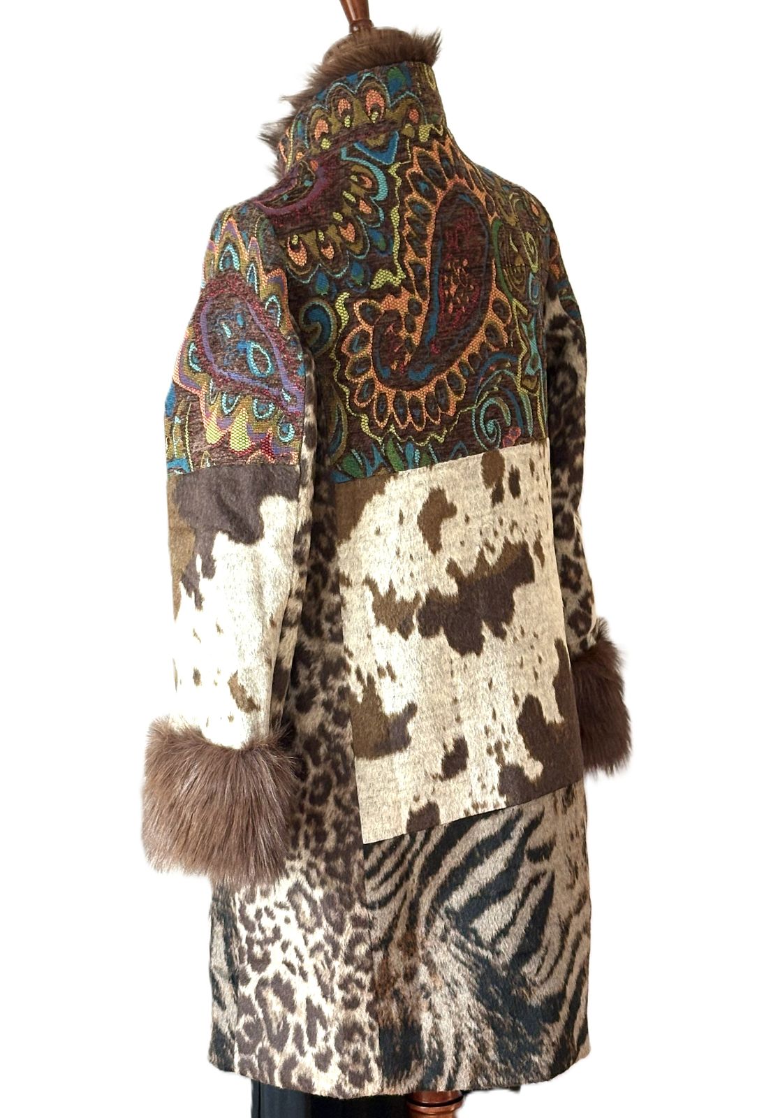 WOW Factor In This Patchwork Faux Fur Statement Coat