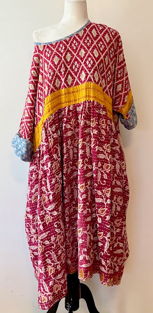 Kantha Bae Daydreamer Midi Dress, Dark Red