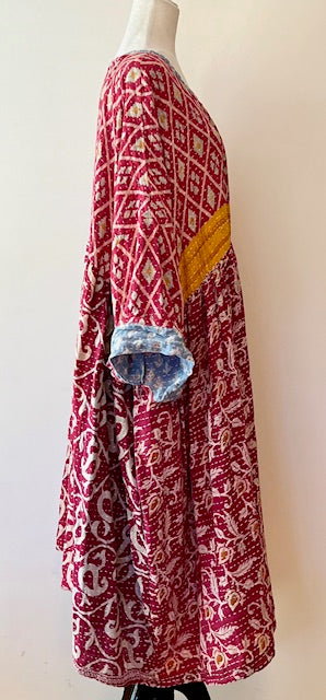 Kantha Bae Daydreamer Midi Dress, Dark Red