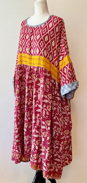 Kantha Bae Daydreamer Midi Dress, Dark Red