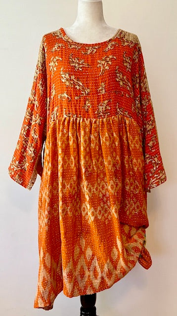 Kantha Bae Daydreamer Midi Dress, Tangerine