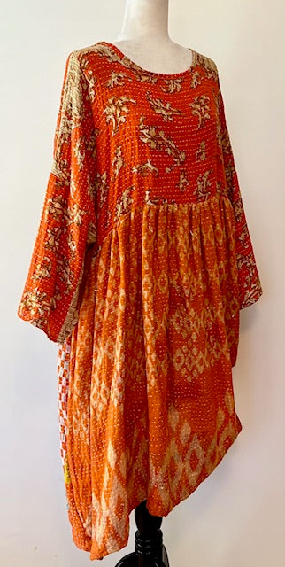 Kantha Bae Daydreamer Midi Dress, Tangerine