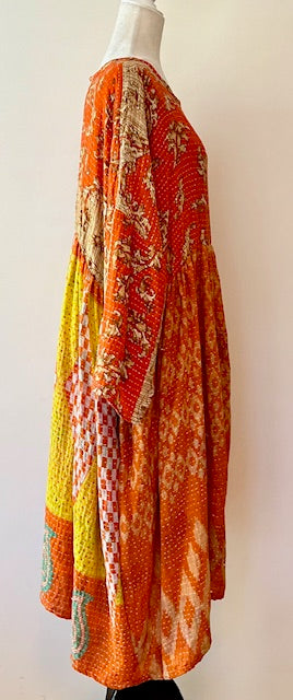 Kantha Bae Daydreamer Midi Dress, Tangerine