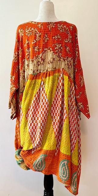 Kantha Bae Daydreamer Midi Dress, Tangerine