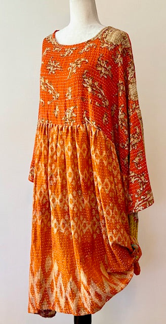 Kantha Bae Daydreamer Midi Dress, Tangerine