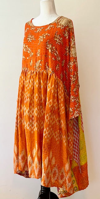 Kantha Bae Daydreamer Midi Dress, Tangerine