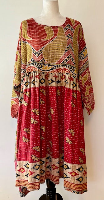 Kantha Bae Daydreamer Midi Dress, Gold Drops