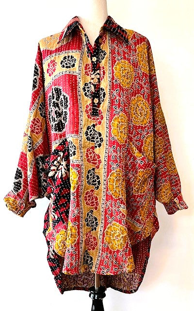 Designer Specialty Overblouse is Versatile: Coat, Coverup, or Top (Red and Black)