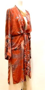 Luxury Silk Kimono Duster:  Gorgeous Colors in Bronze/Peach/Blue