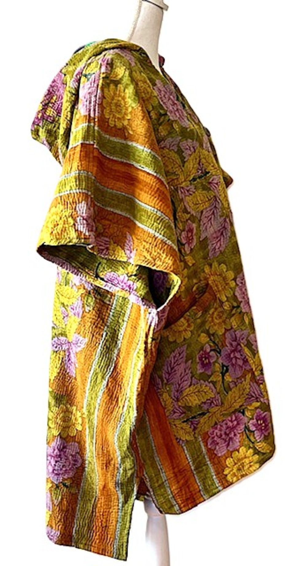 Kantha Bae Peace and Love Poncho, Versatile (Floral Olive)