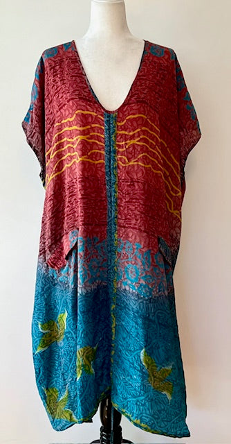 Kantha Bae Silk Butterfly Midi Muu, Lava