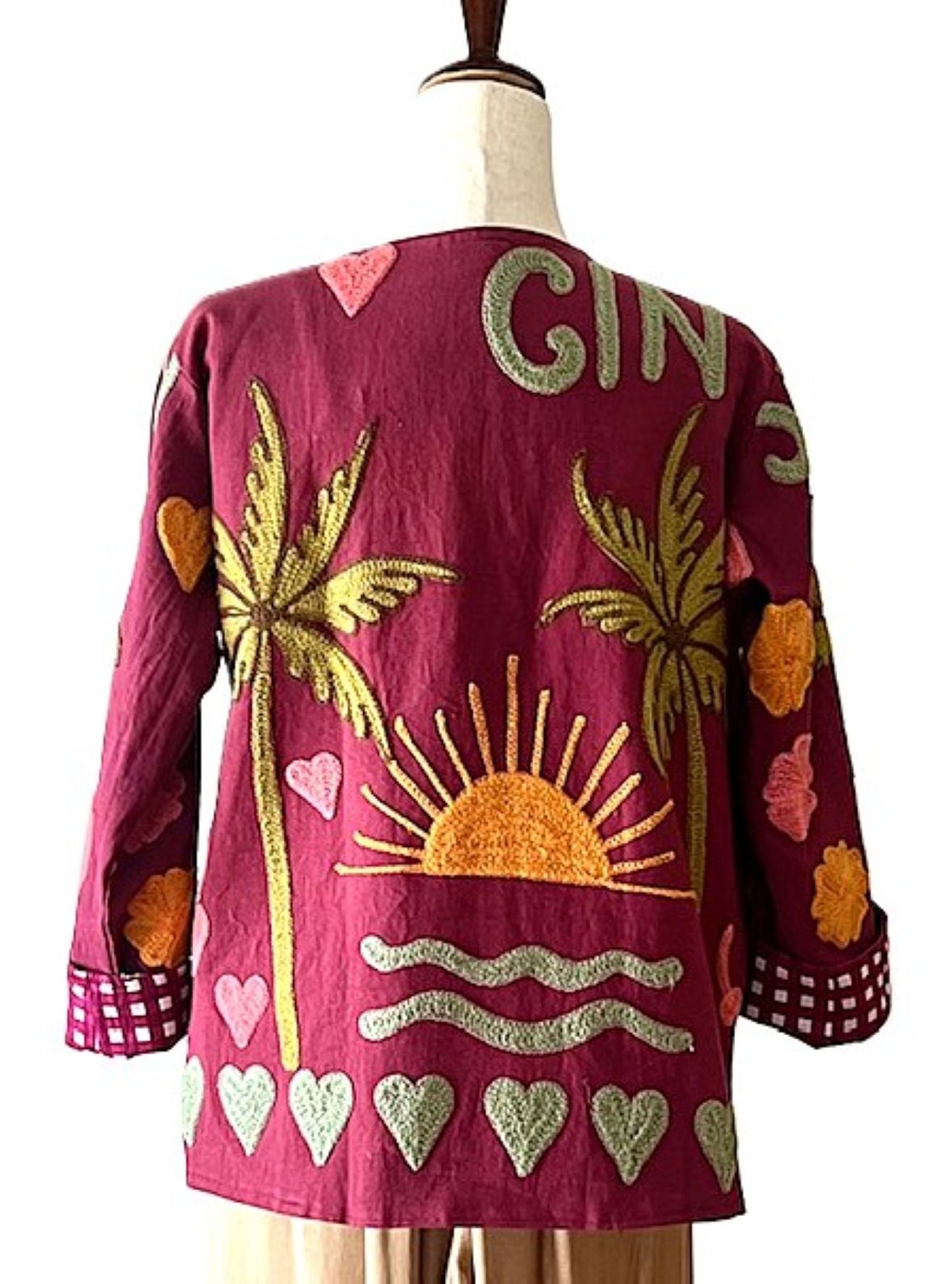 Jacket, Wearable Art In This Hand Embroidered Abstract Art Jacket. Short and Fully Reversible.(Black Silver) (Copy)