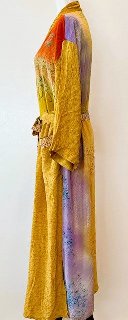 Luxury Silk Kimono Duster,  Dramatic (Gold and Red)