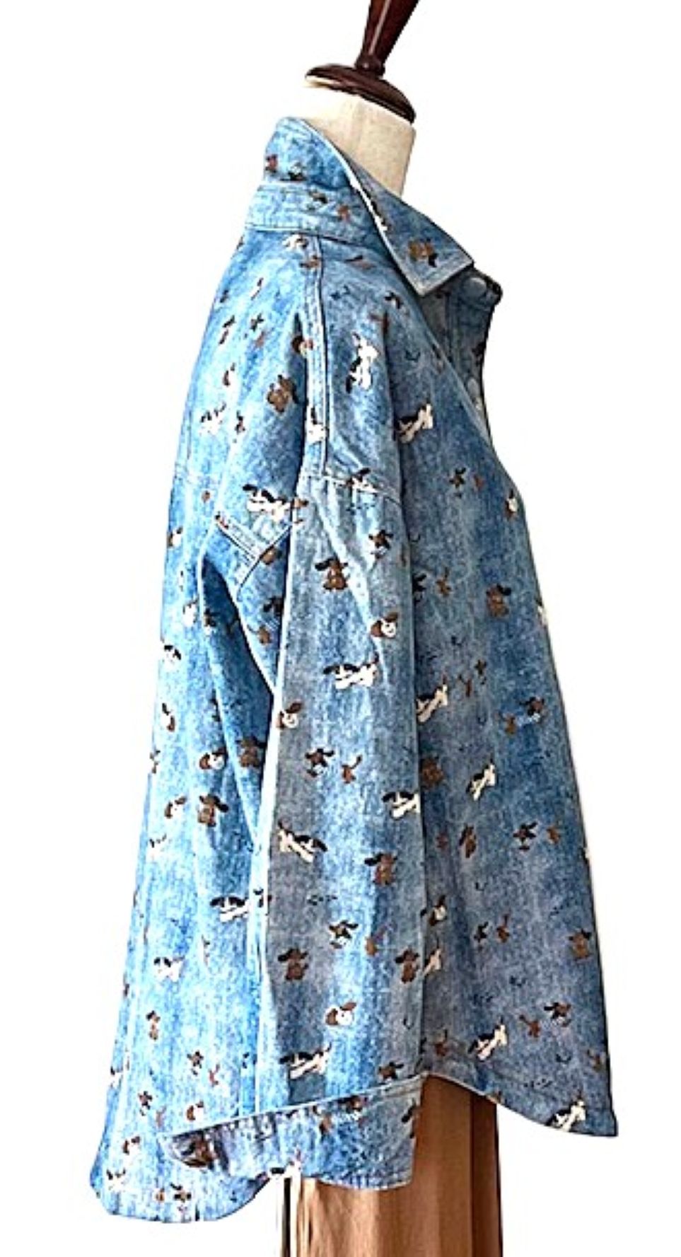 Top:  "Gone To The Dogs" Lightweight Denim Shacket Printed With Dogs. Adorable.