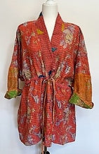 Gorgeous Open Kantha Embroidered Jacket Fully Reversible (Red/Green Mix)