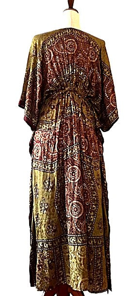 Handmade Silk Caftan: Dramatic Long Complex Patterned Float With A Drawstring Waist
