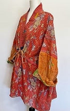 Gorgeous Open Kantha Embroidered Jacket Fully Reversible (Red/Green Mix)