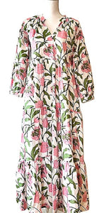 Gorgeous Open Kantha Embroidered Jacket Fully Reversible (Floral Green/Rose Mix)
