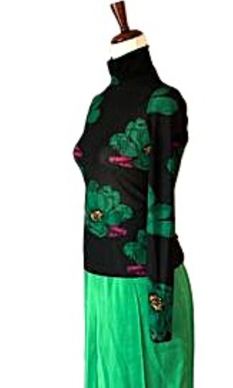 Tops: Floral-Print Mesh Long-Sleeve Top (Black)
