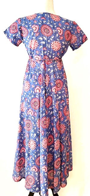 Midi Block Print Cotton Dress Has An Element of Elegance (Iris)